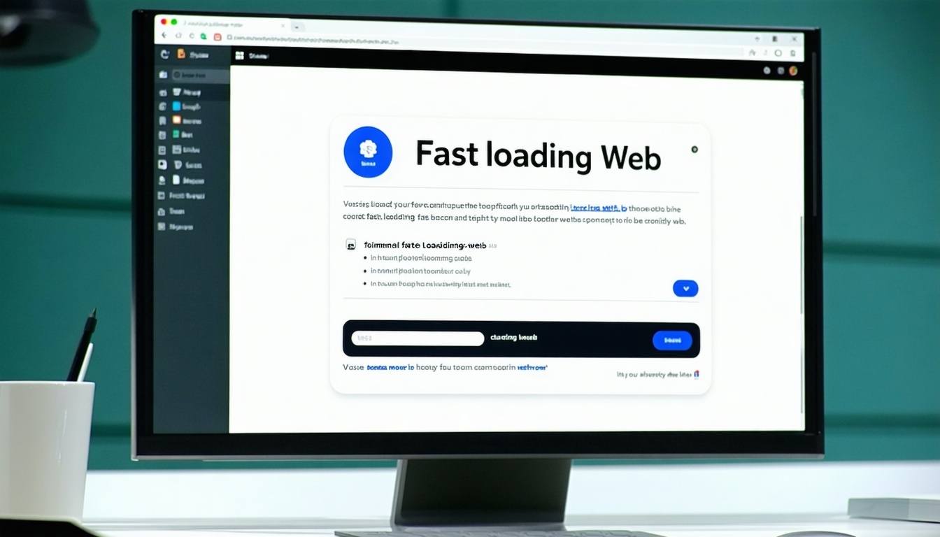 Illustration showing a fast-loading web page on a computer screen